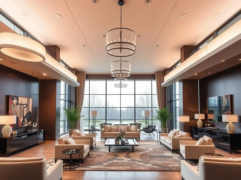 A beautifully finished interior space with polished hardwood floors, stylish ceiling panels, and natural light, illustrating TRUSS's commitment to high-quality interior finishing.